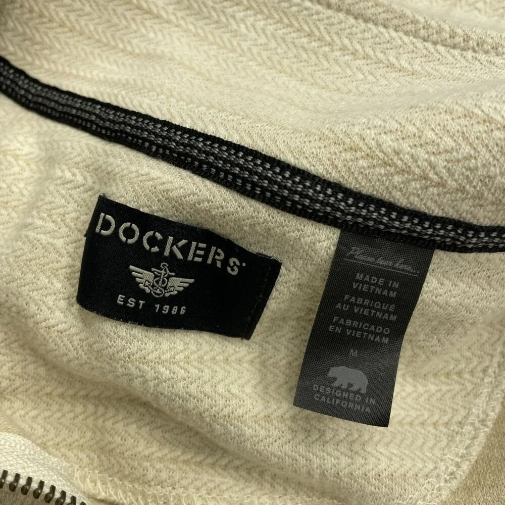 NWOT Dockers Men's M Beige Quarter-Zip Sweatshirt Cotton/Poly Blend Casual M0063